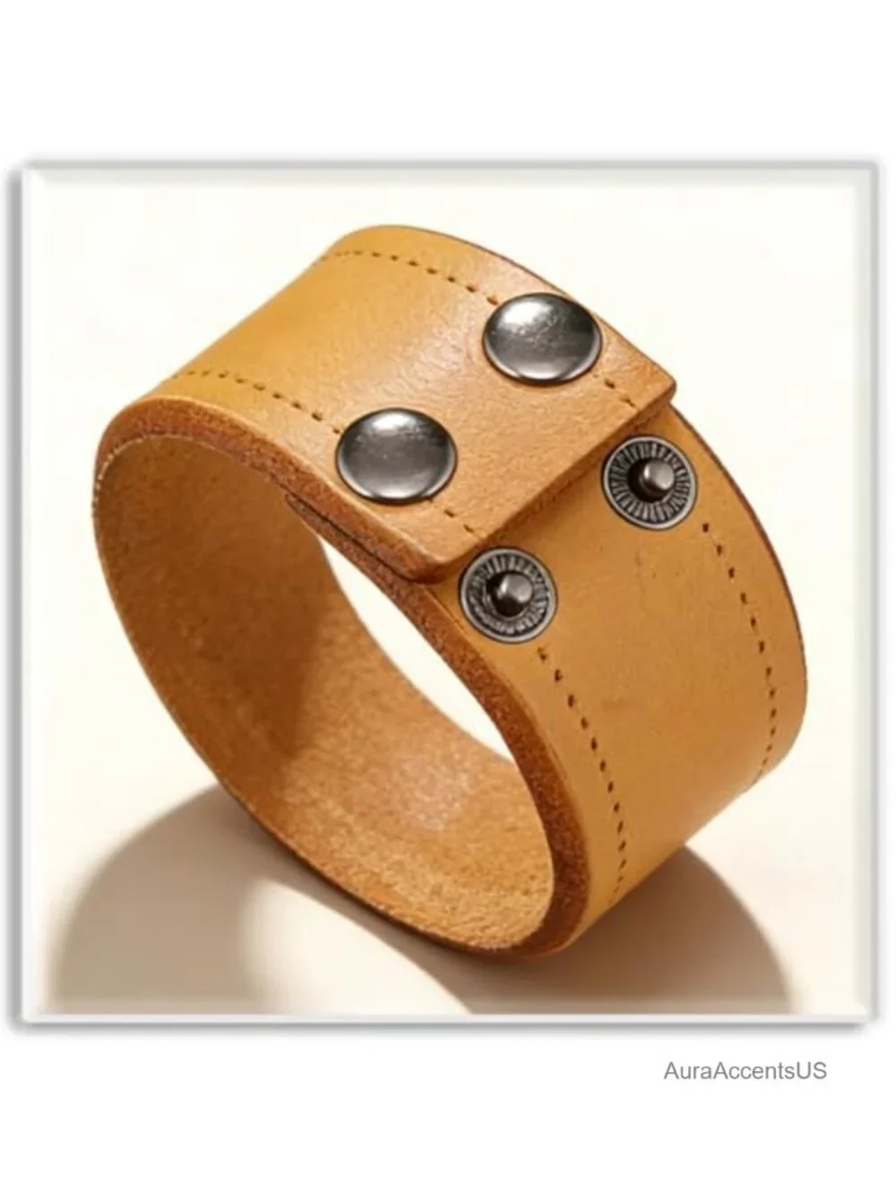 Wide Leather Cuff Bracelet Women Adjustable Punk Wristband Faux Leather
